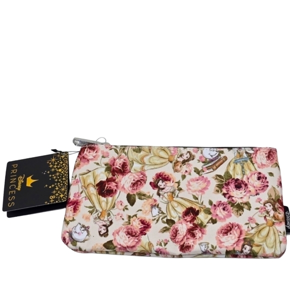 Loungefly Handbags - Loungefly Disney Princess Belle Beauty The Beast Floral Pencil / Makeup Bag Nwt